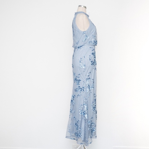 Adrianna‎ Papell - Sleeveless Floral Sequin Lightweight Mesh Gown - Picture 3 of 12